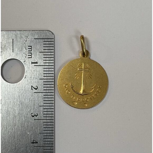 18K Yellow Gold Pendant Estate Jesus Christ Dio Ti Protegga Medal - Picture 4 of 9